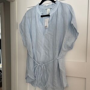 H&M Light Blue Blouse with Tie Detail